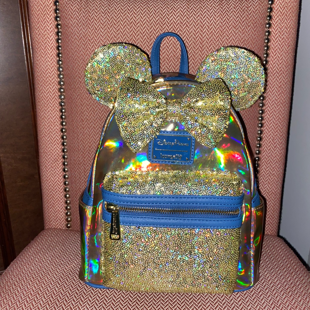 Gold And Blue Earidescent Wdw 50th Anniversary Loungefly Disney Mini Backpack